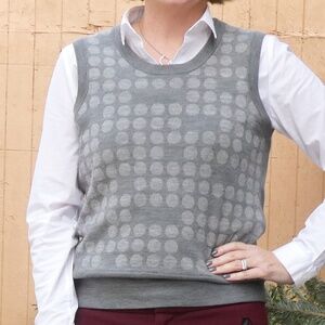 Akris Punto Grey Circle Wool Sweater Vest